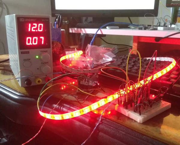 ESP8266 running WiFi controlled LEDs from benchtop powersupply