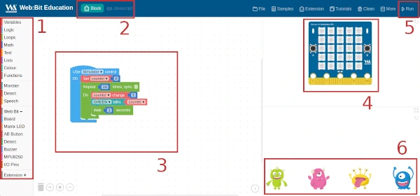 Basic functions and layout of Blockly for Webduino editor