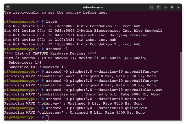 terminal output for recording a short clip